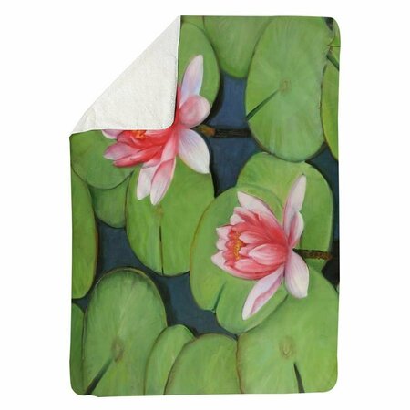 BEGIN HOME DECOR 60 x 80 in. Lotus Flowers In A Swamp-Sherpa Fleece Blanket 5545-6080-FL187